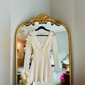 Free people Petra cream lace mini dress Xs nwot